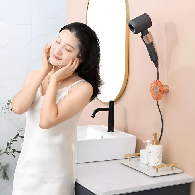 Rotating Adjustable Hands Free ABS Wall Mount Hair Dryer Holder