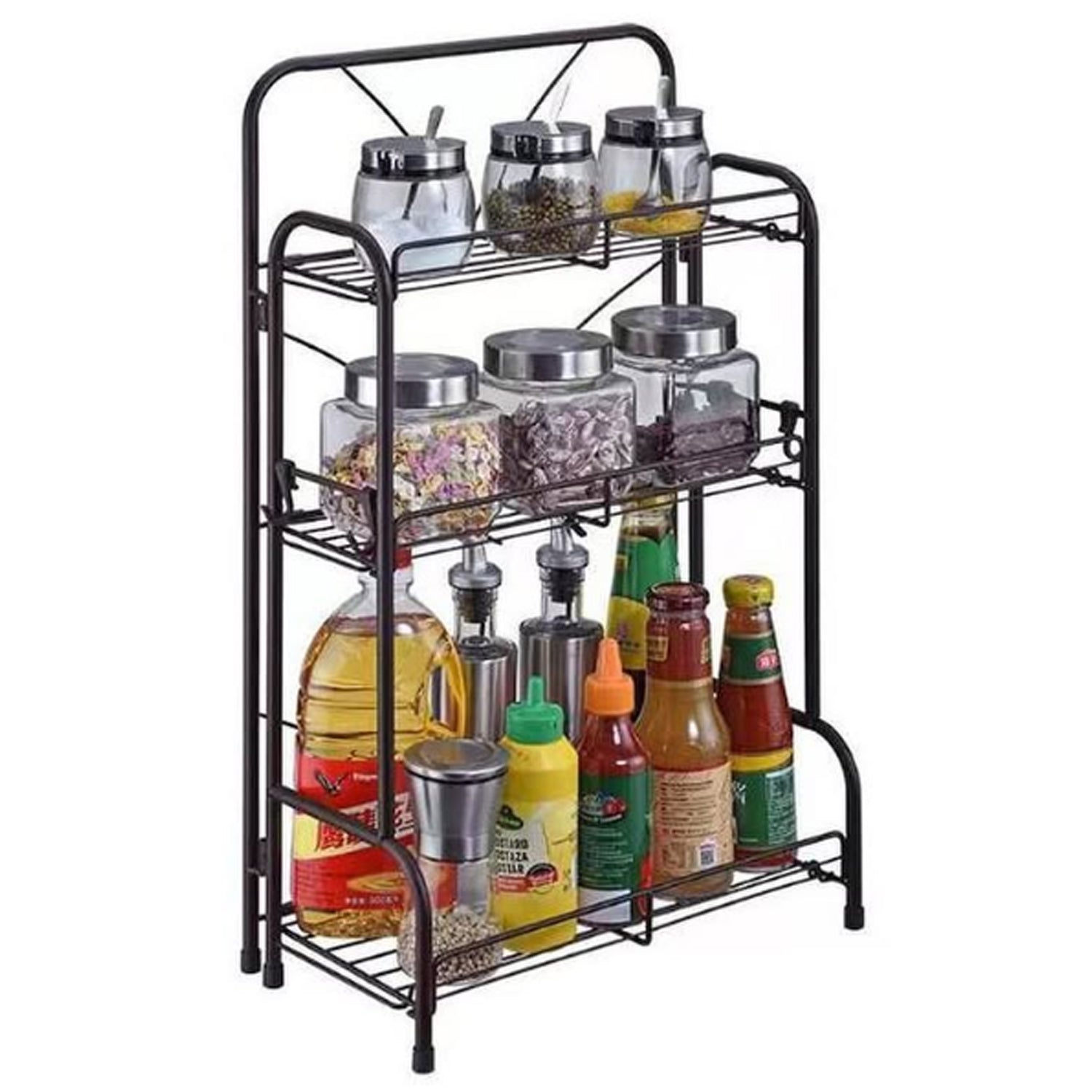 3 Tier Black Shelving Organizer-KYAMSTORE