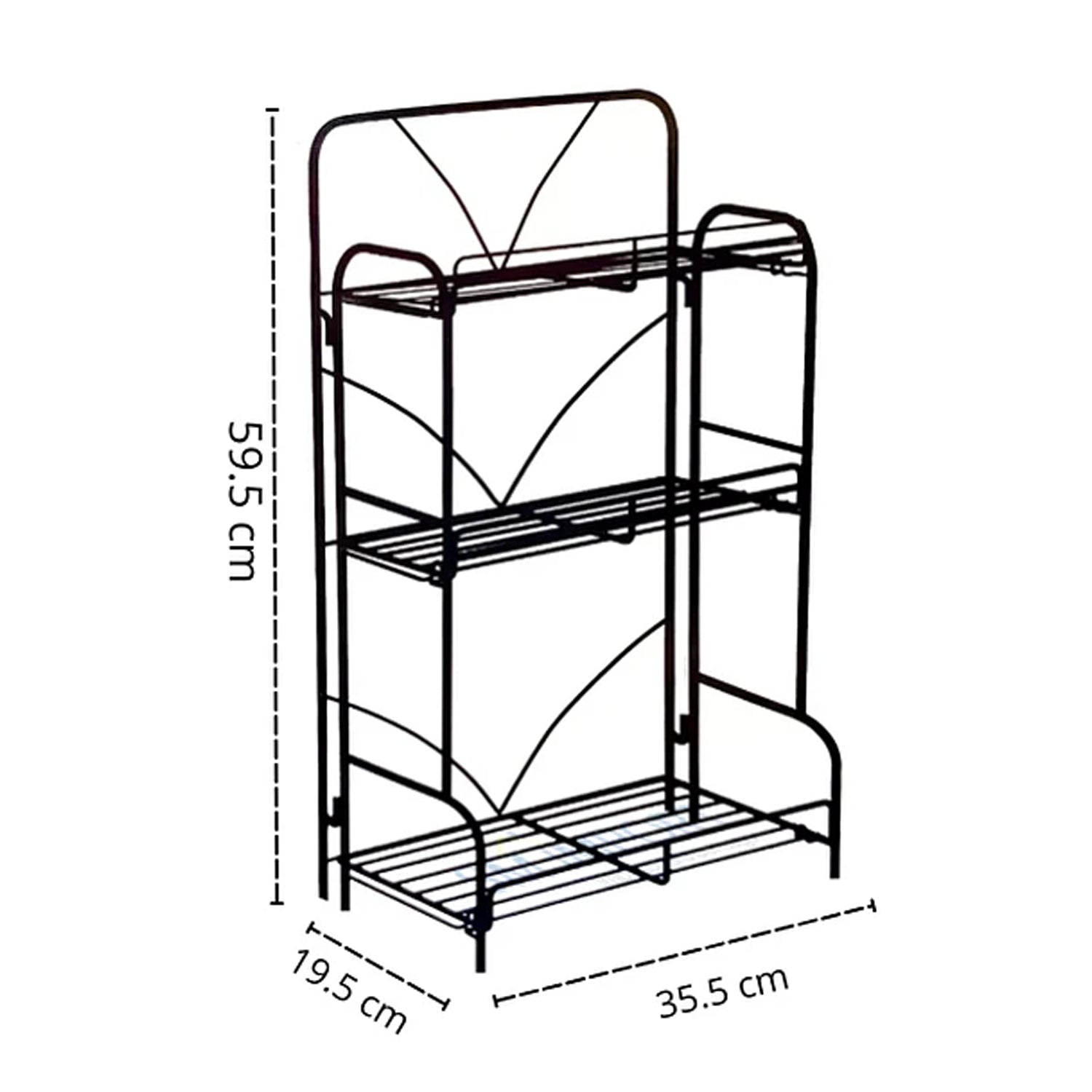 3 Tier Black Shelving Organizer-KYAMSTORE
