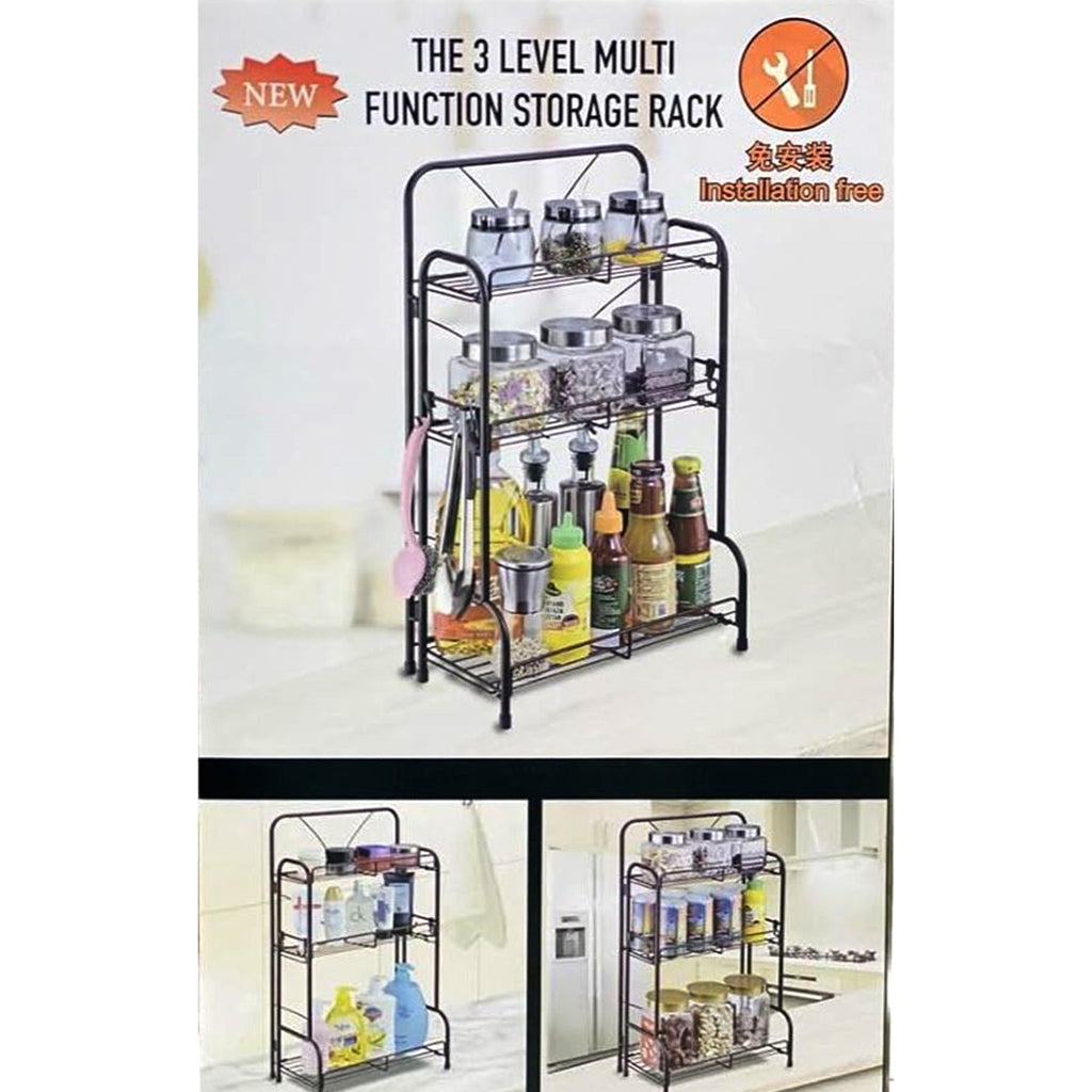 3 Tier Black Shelving Organizer-KYAMSTORE