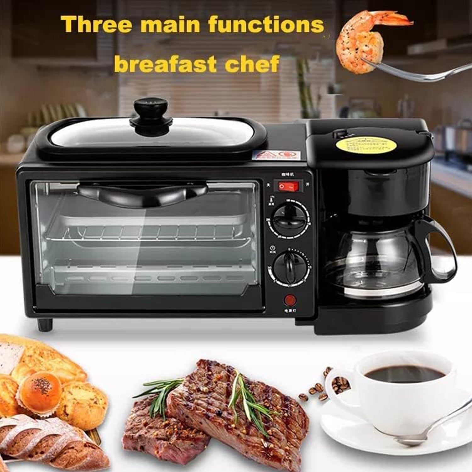 3-in-1 Breakfast Maker | Coffee Maker, Oven, Frying Pan-KYAMSTORE