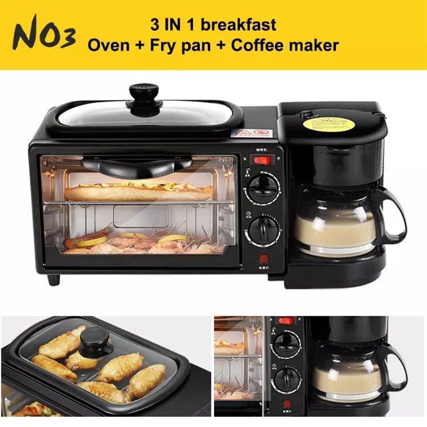 3-in-1 Breakfast Maker | Coffee Maker, Oven, Frying Pan-KYAMSTORE