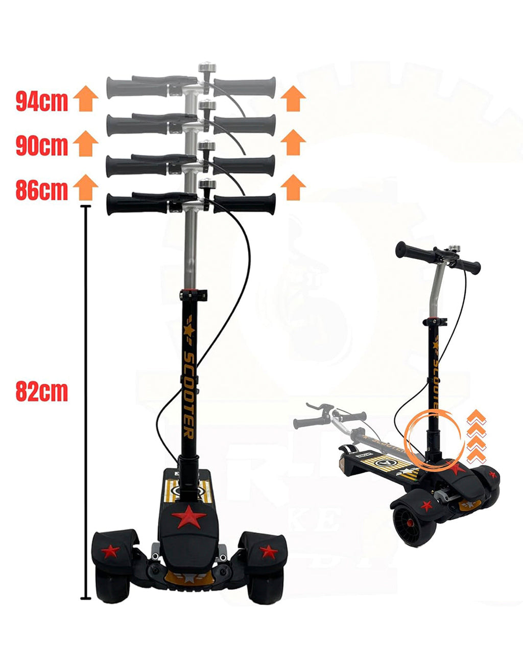 Kids Scooter, For 3 to 12 years old, Manual scooter with three wheels