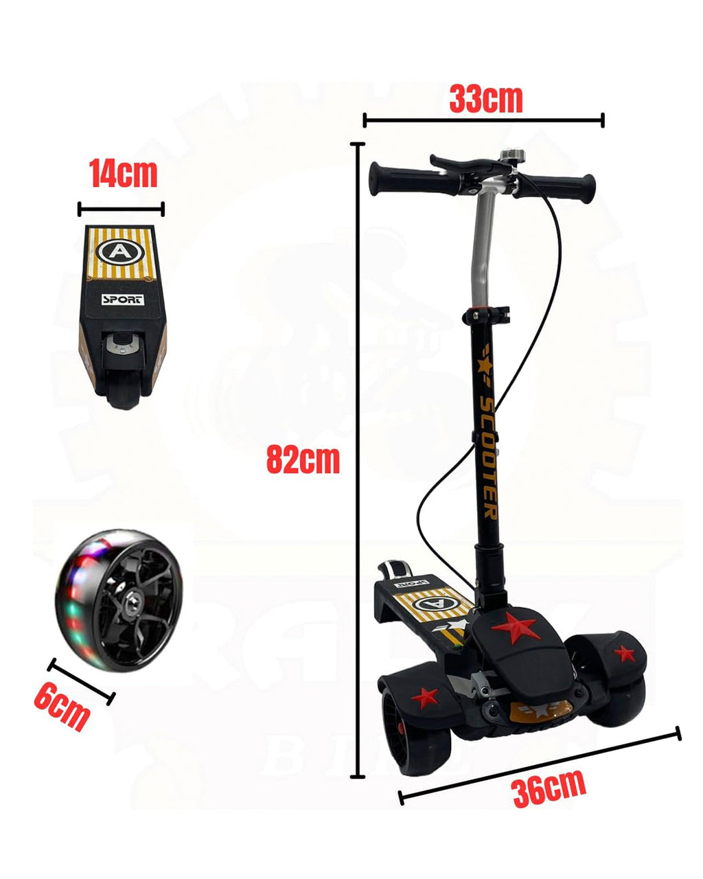 Kids Scooter, For 3 to 12 years old, Manual scooter with three wheels