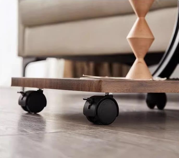 Mobile C Shaped Side end Table With Wheels