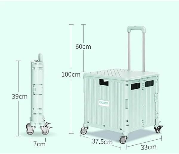 Foldable Shopping Trolley Cart with Lid, 40kg Heavy-Duty Capacity