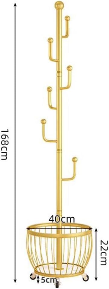 Metal Coat Rack with Storage Basket, 2-in 1 Garment Rack