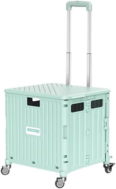 Foldable Shopping Trolley Cart with Lid, 40kg Heavy-Duty Capacity