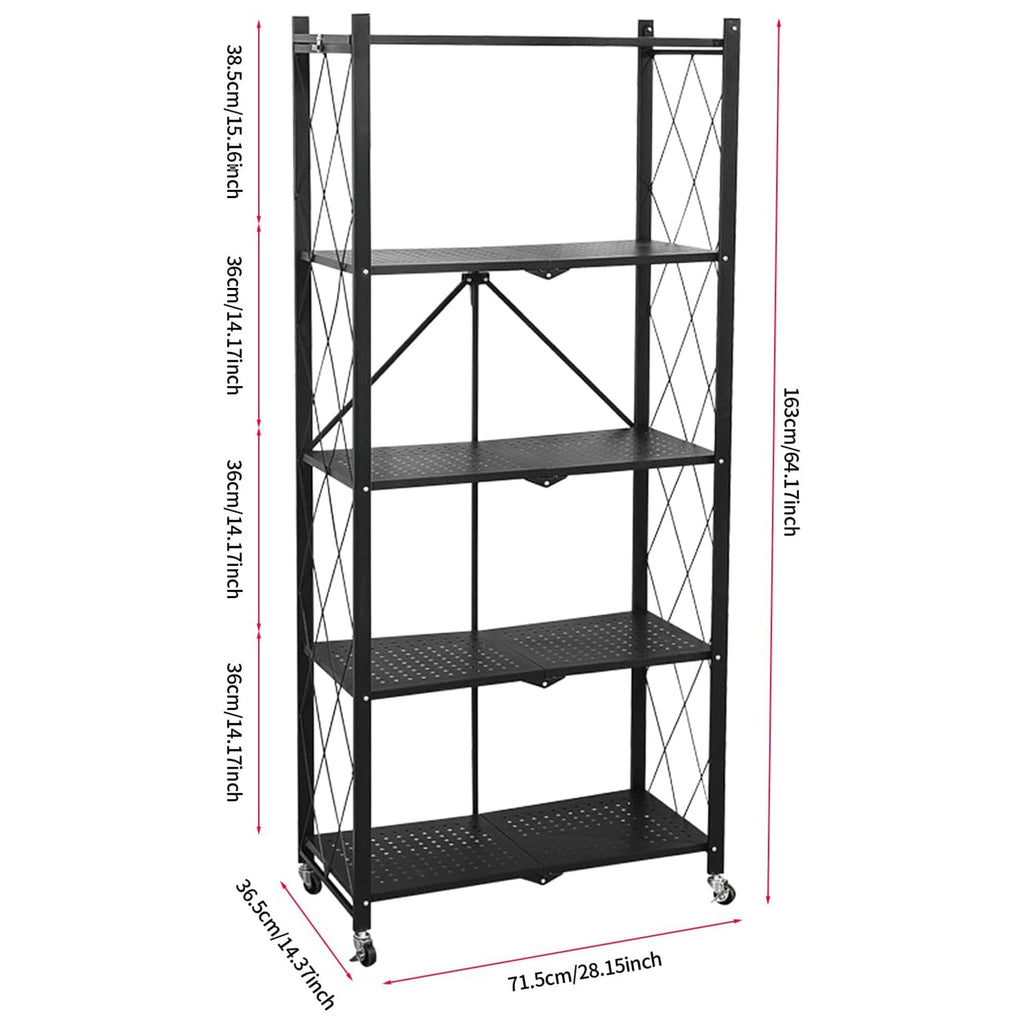 5 Shelf Foldable Storage Rack with Wheels-KYAMSTORE