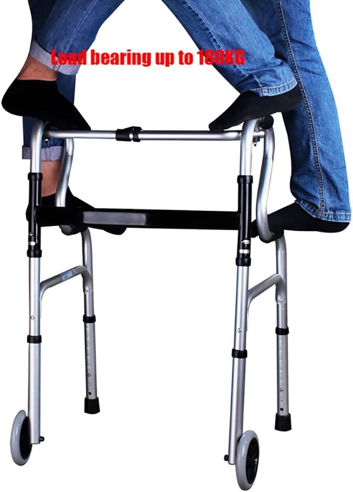 Folding Adult Standard Walkers with 2 Front Wheels | Lightweight Portable Walking Frame