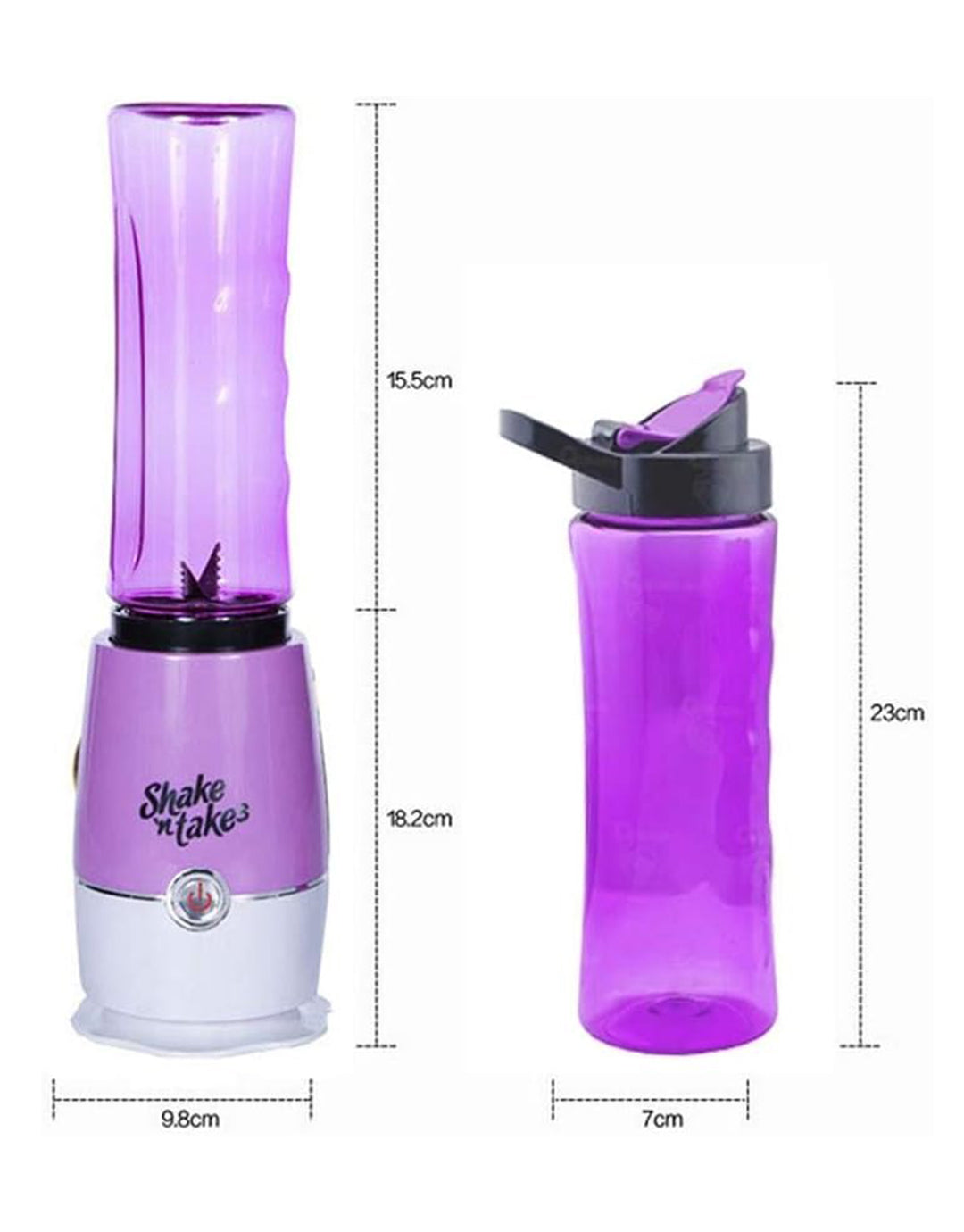Shake N Take 3 Juice Smoothie Blender with 2 Sport Bottles