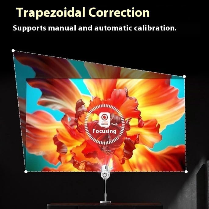 Portable Projector with Support 1080P FHD Integrated 90°Adjustable Stand Height Adjustment Foldable