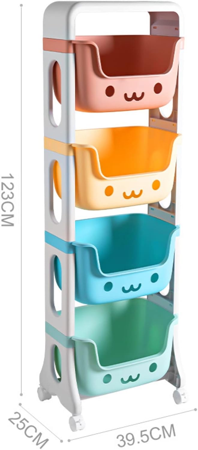 4 Tier Toy Organizers and Storage Bins on Wheels | Kids Storage Organizer