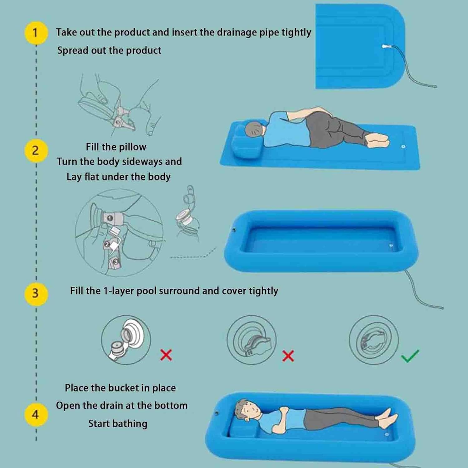 Adults Inflatable Bathtub With Pillow Shower Bath Inflatable Bathtub