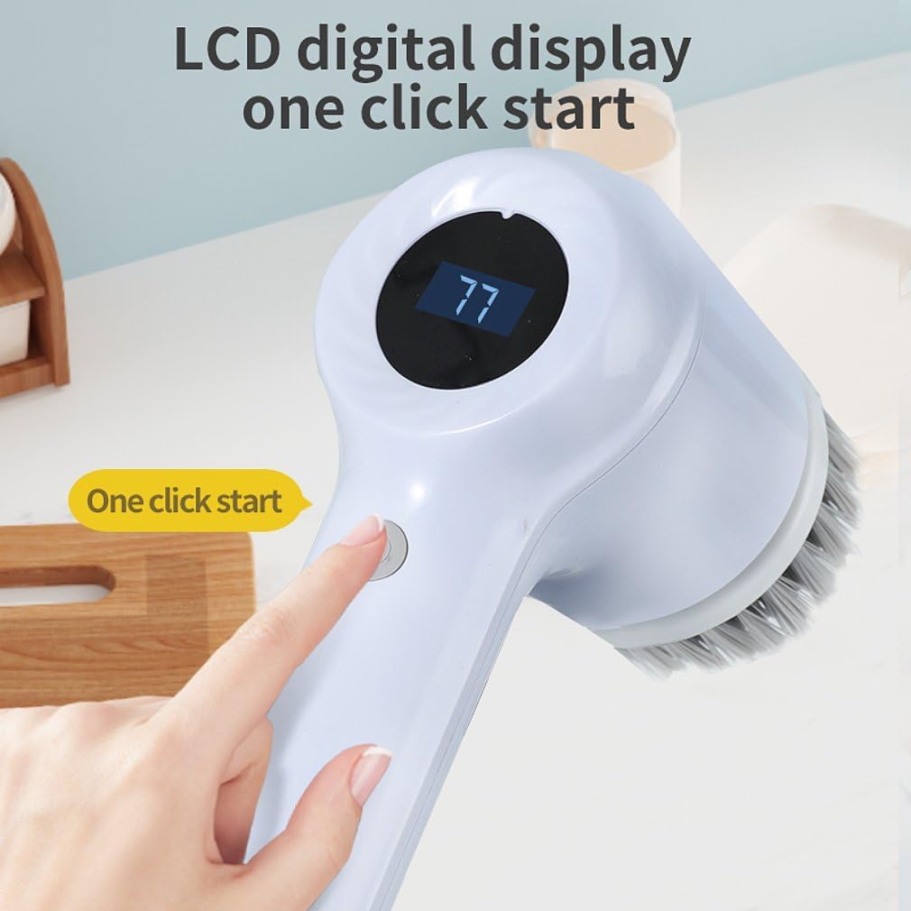 Multifunctional Electric Brush for Cleaning with LED Indicator and 5 Brush Heads