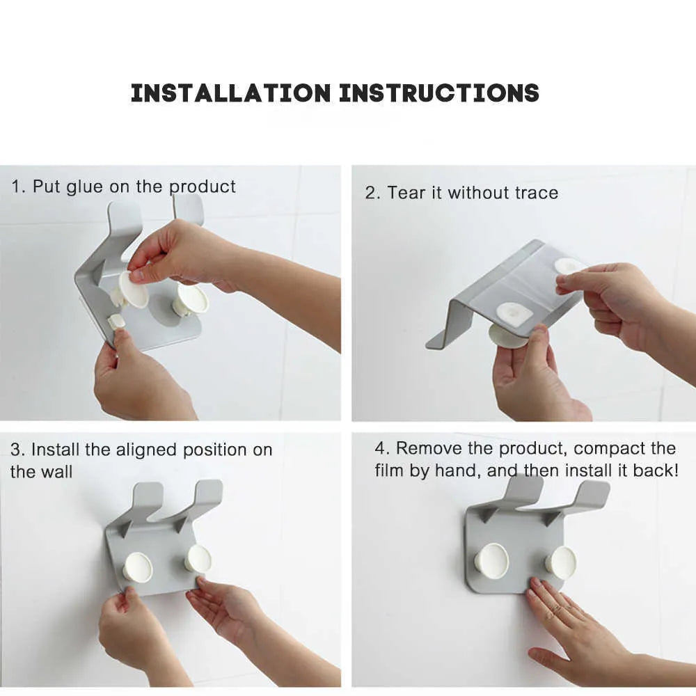 Hair Dryer Holder, Wall Mount, Organizer for Bathroom Accessories