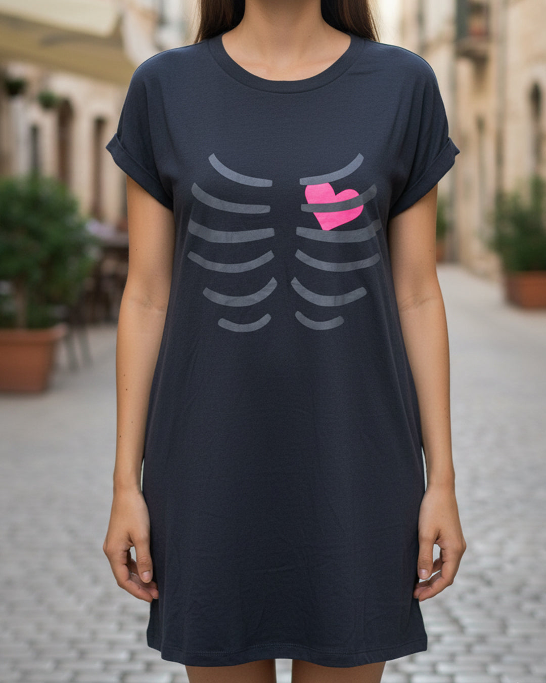 Ukay Find! "Heart & Bones" Oversized Tee Dress