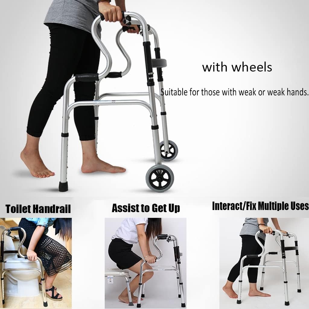 Folding Adult Standard Walkers with 2 Front Wheels | Lightweight Portable Walking Frame