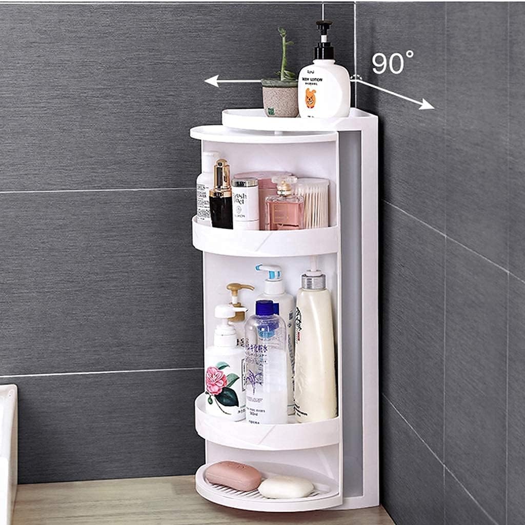 Rotating Corner Shelves,3 Tier Storage Cabinet Towel Holder Rack