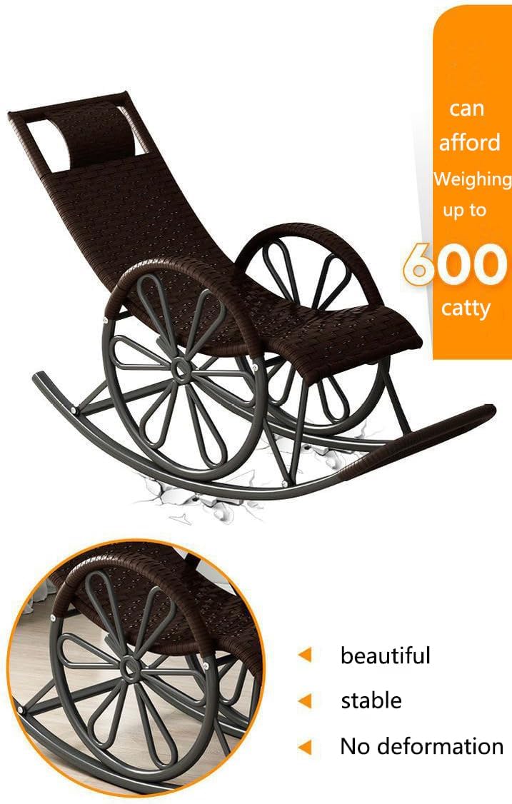 Outdoor rocking chair, high back rattan patio rocking chair