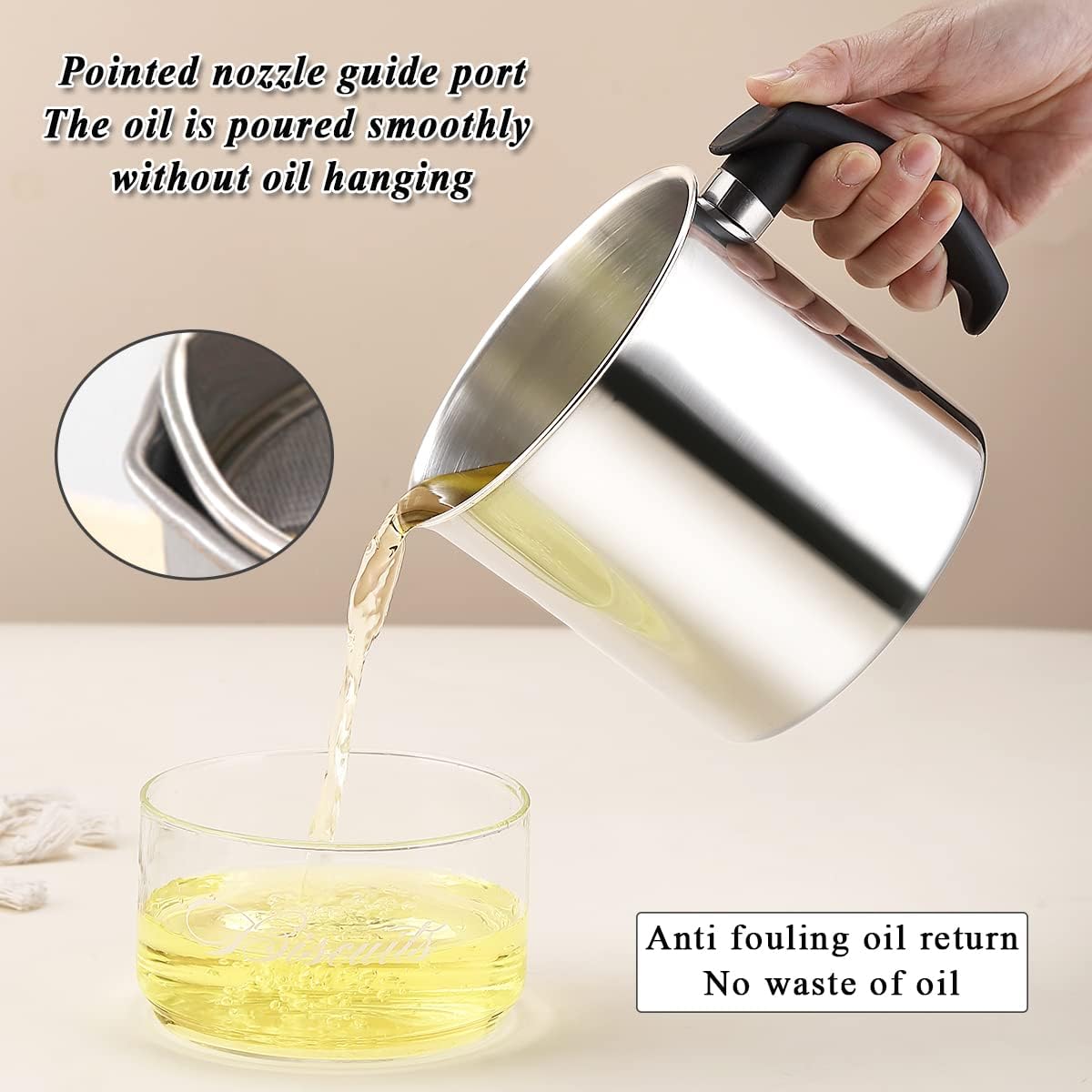 Bacon Grease Container With Strainer | Delivery: 2 to 3 business days | Limited stocks available | Hurry before Sold Out