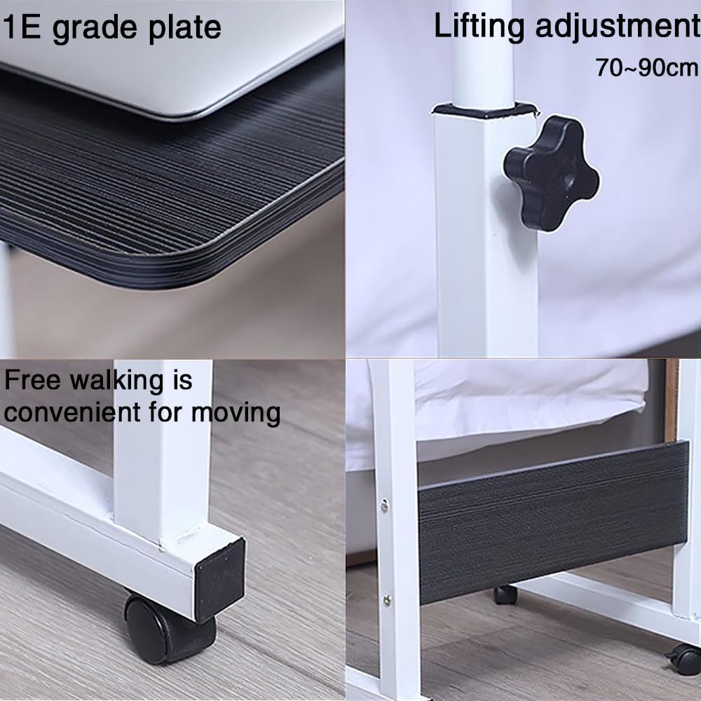 Laptop Table Desk, Stand Mobile Lap Table with Wheels