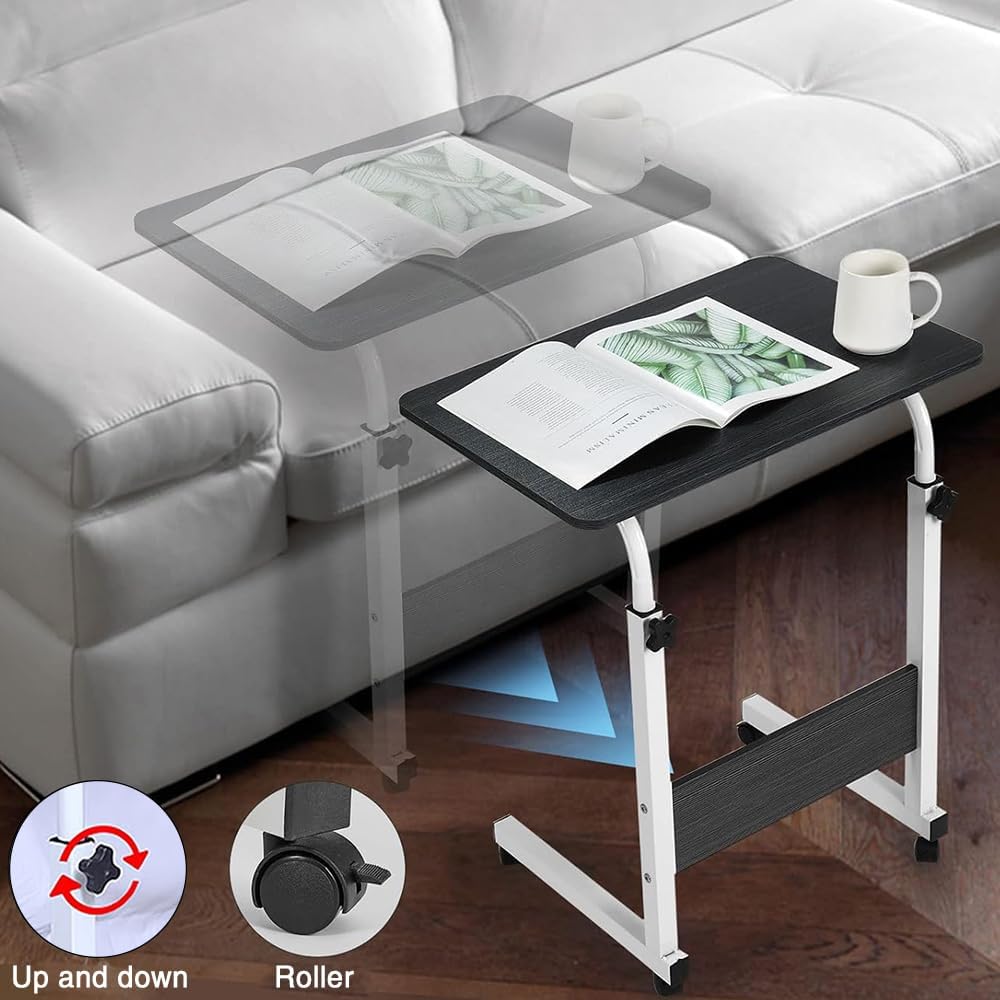 Laptop Table Desk, Stand Mobile Lap Table with Wheels