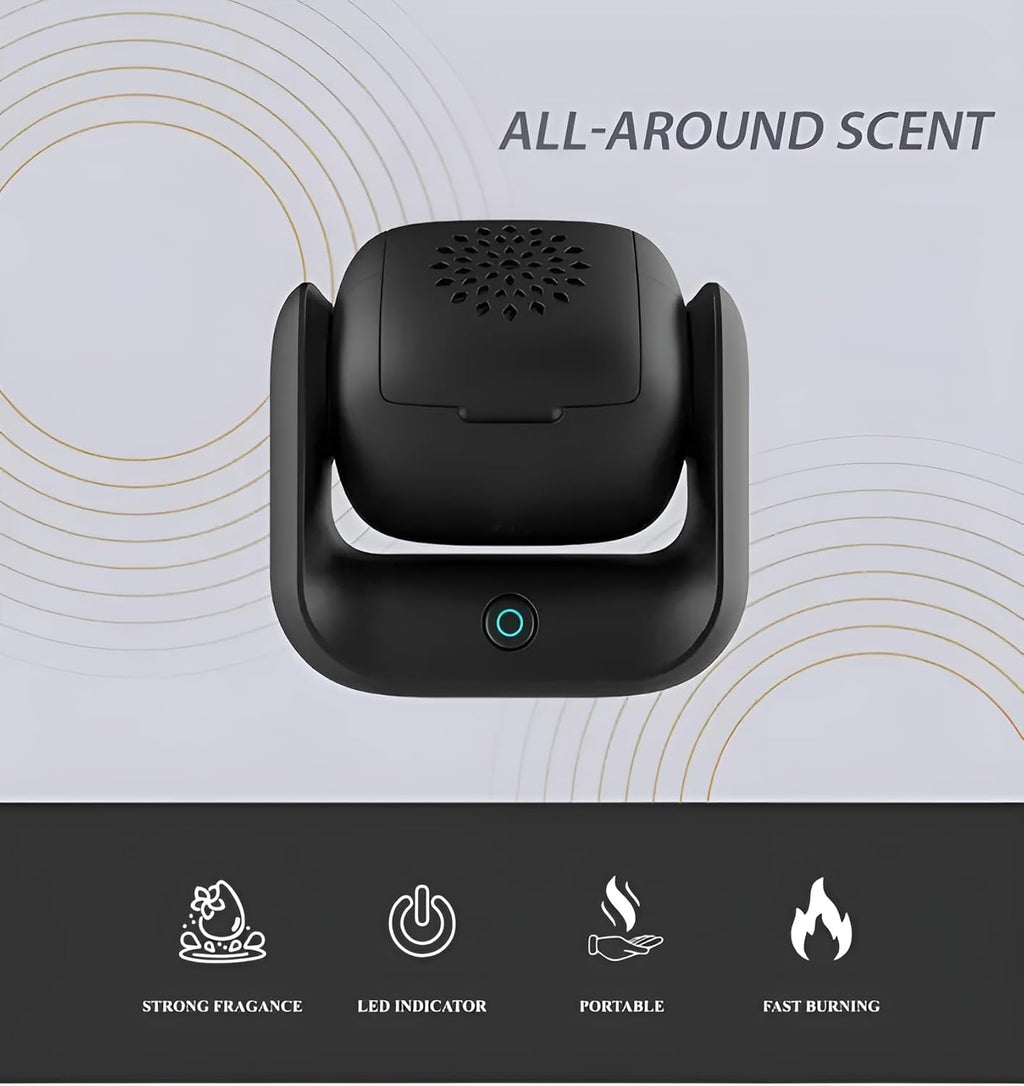 Premium Rotatable Incense Burner, Modern Bakhoor Burner for Home, Office, and Car