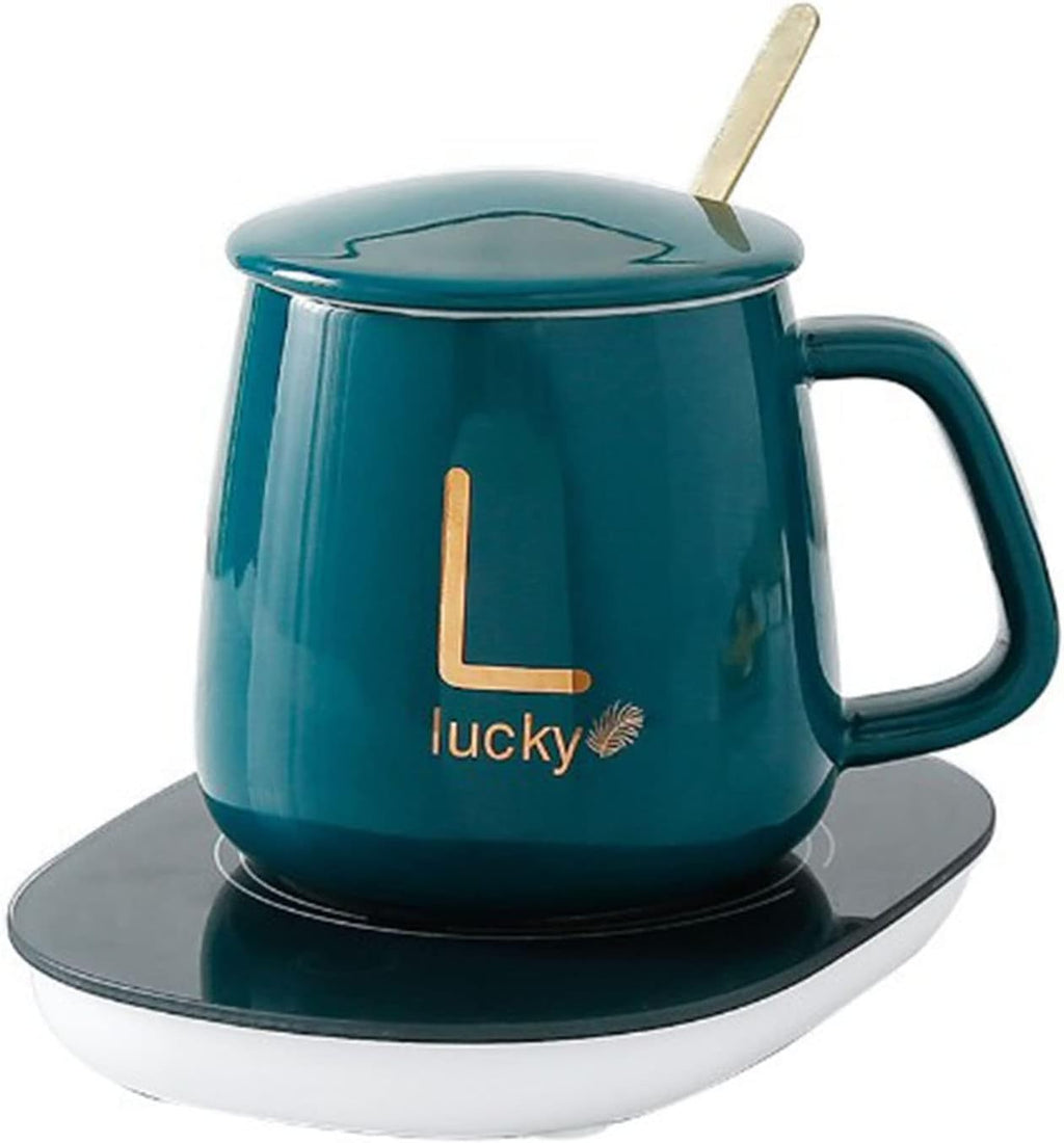Cup Heater Set, 380ml Ceramic Explosion Proof Coffee Mug Temperature Control