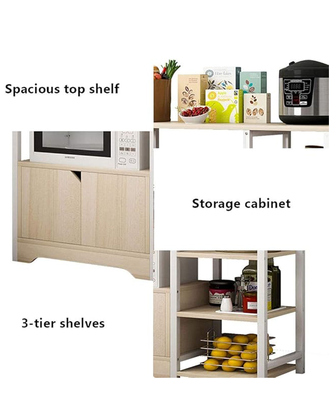 Kitchen Baker Kitchen Rack Vintage Utility Storage Shelf Microwave Stand with Cabinet