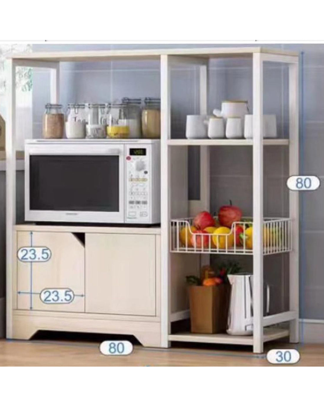 Kitchen Baker Kitchen Rack Vintage Utility Storage Shelf Microwave Stand with Cabinet