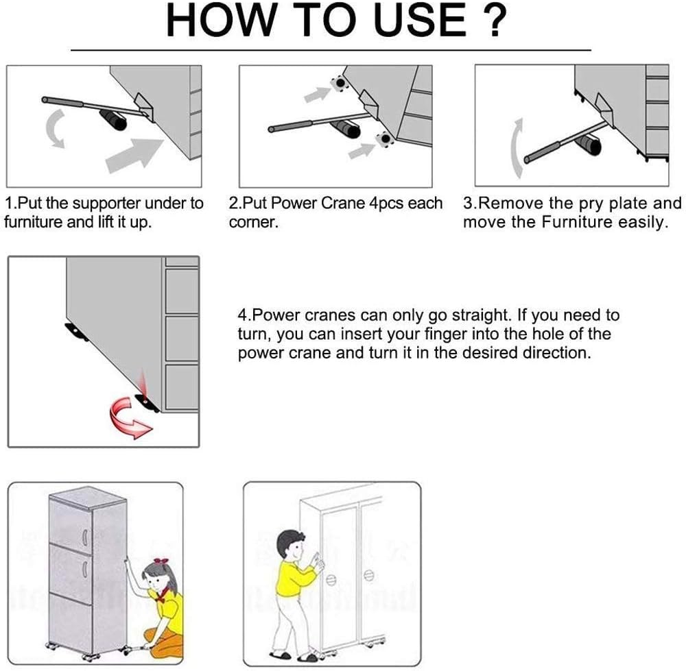 Portable Heavy Duty Furniture Lifter with 4 Sliders for Easy and Safe Moving