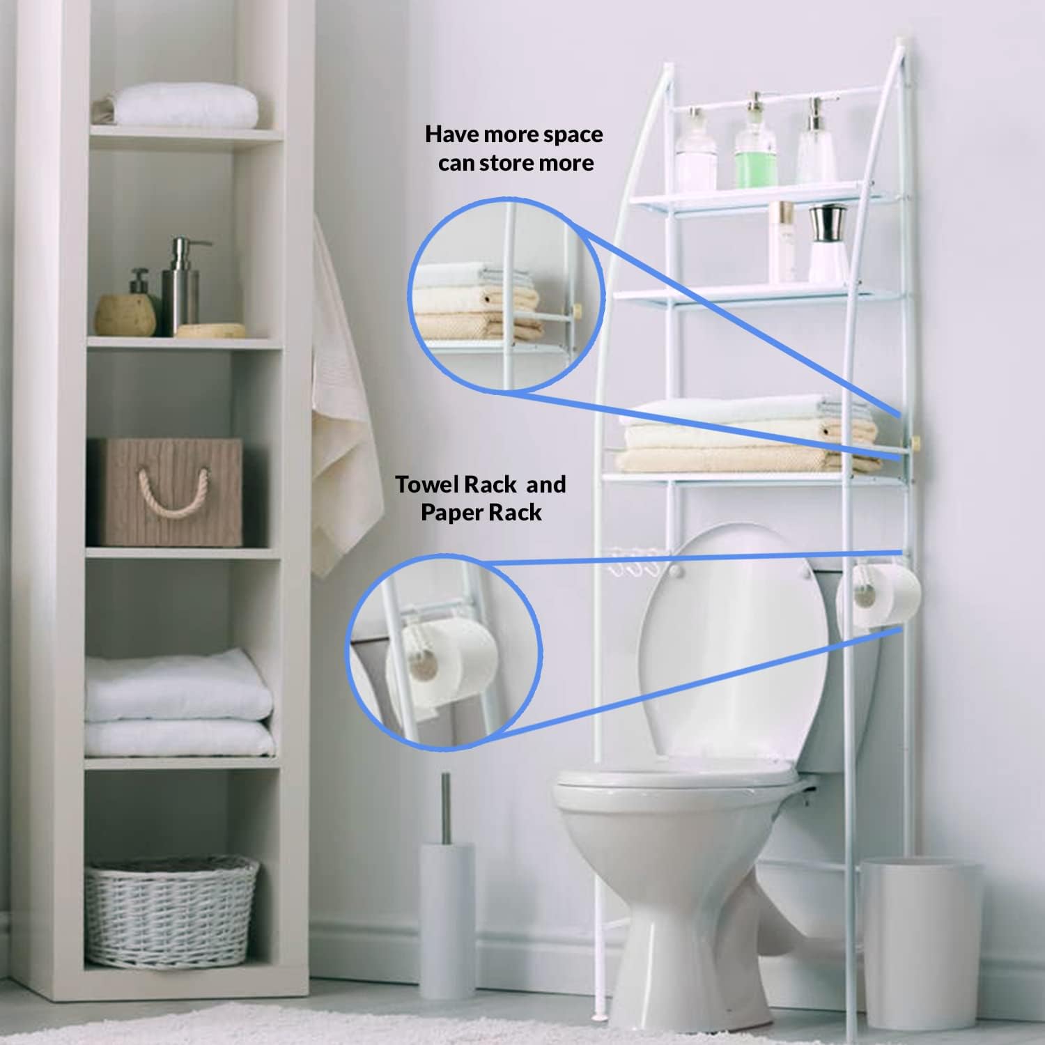 3 Tier Over The Toilet Storage Rack Rust-Free & Sturdy Metal Toilet Rack
