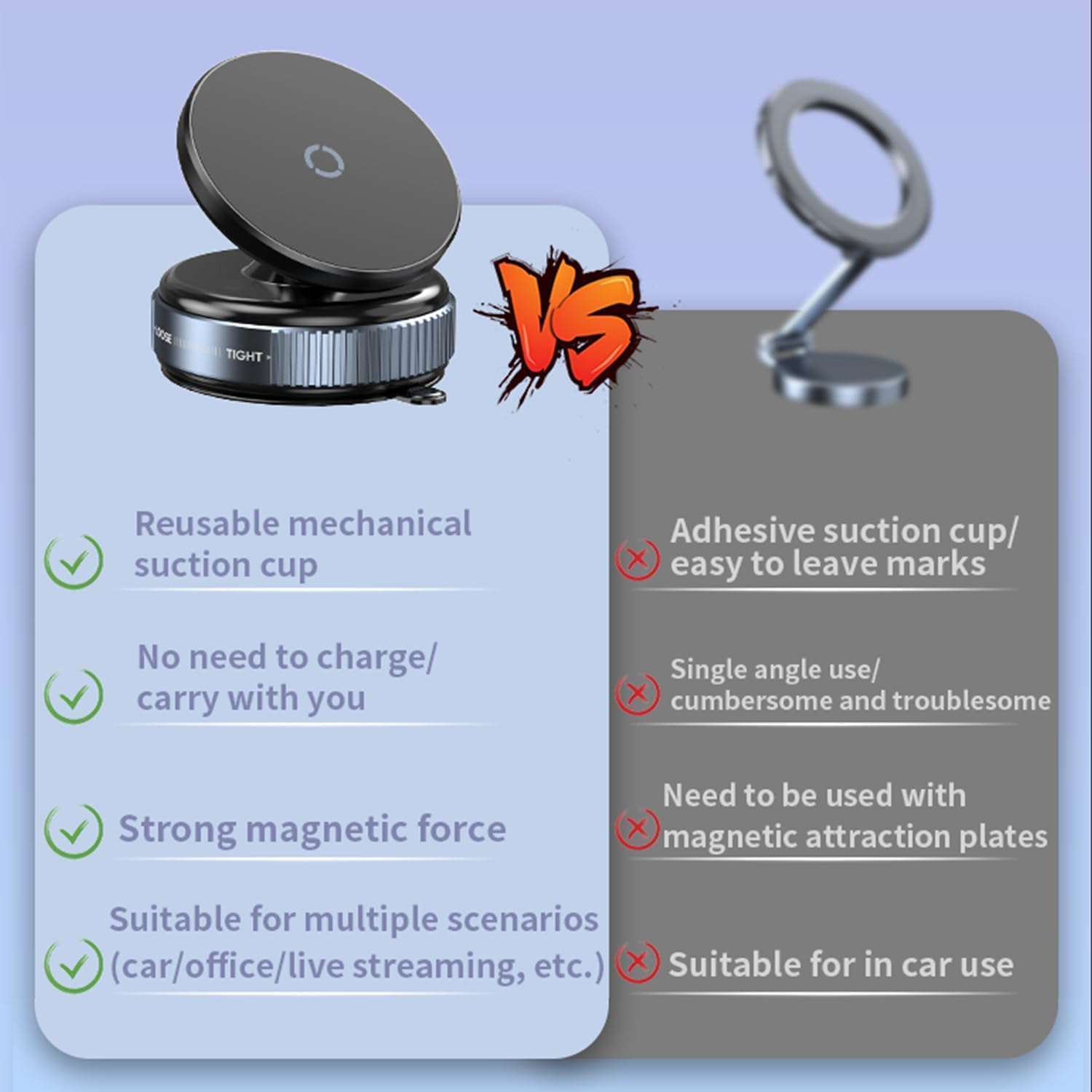 Magnetic Vaccum Car Phone Holder - 360° Rotation | Limited stocks available