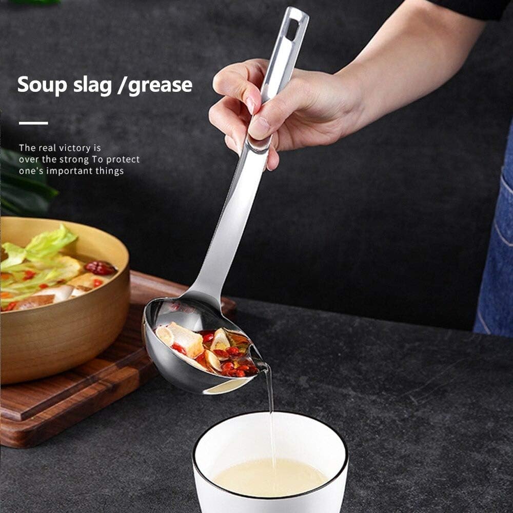 Stainless Steel Oil Soup Separator Spoon (Silver)-KYAMSTORE