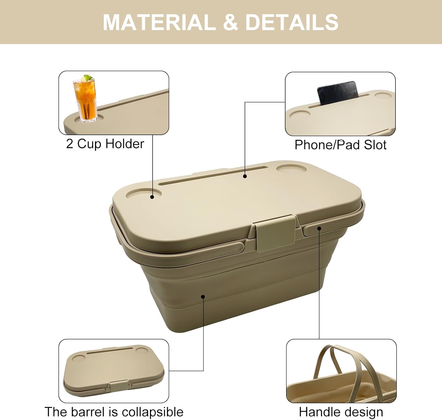 Foldable Picnic Basket | Large Capacity Camping Folding Basket with Table