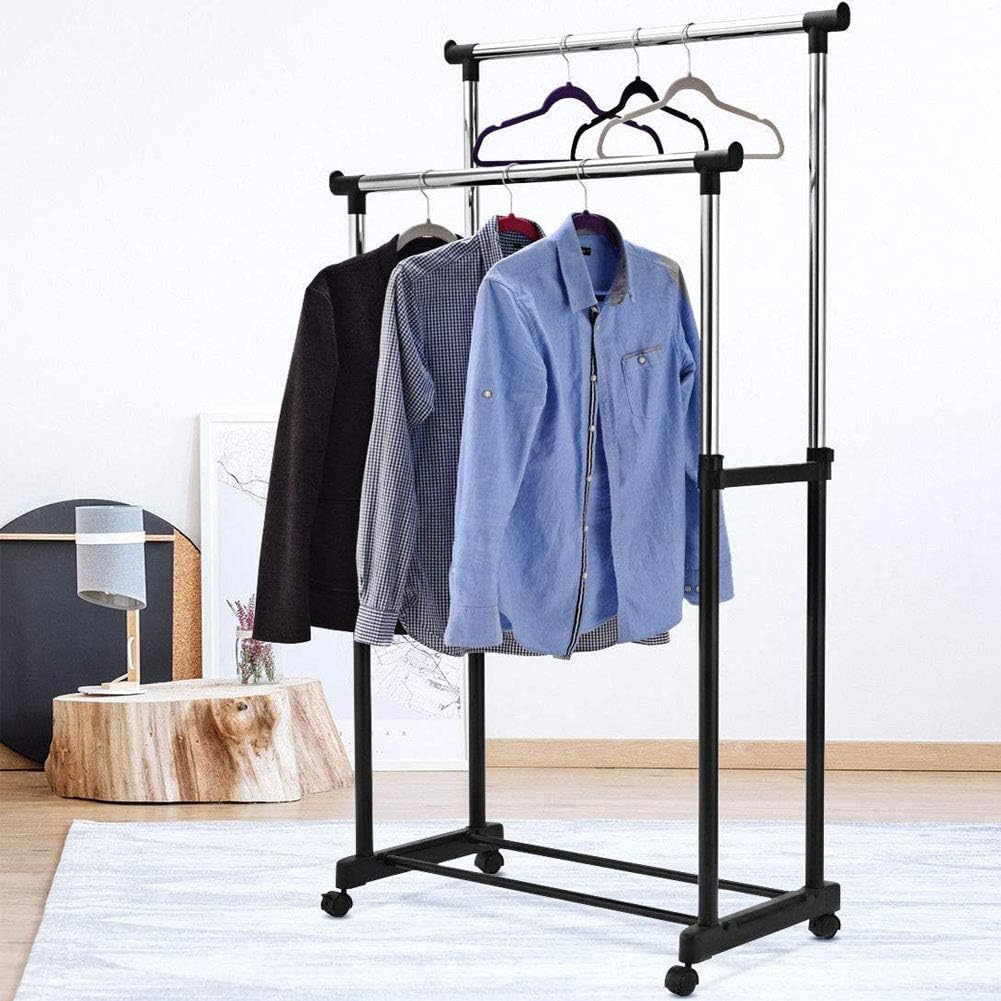 Double Rail Clothes Rack | Metal freestanding Clothes rail for display and storage