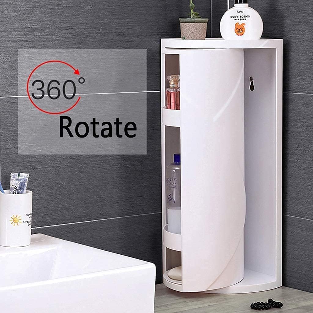 Rotating Corner Shelves,3 Tier Storage Cabinet Towel Holder Rack