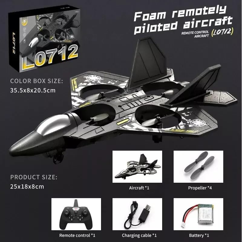 RC Jet Fighter Airplane 3D Flip Quadcopter Toy Gifts | Cool Lights Stunt Airplane Roll Hovering for Boys