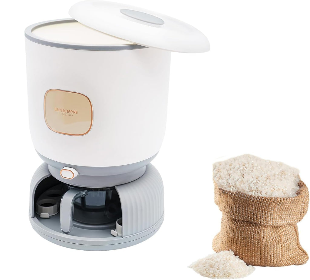 Rice Dispenser 22 Lbs (10Kg) Large Capacity, with Ten Egg Compartments & Measuring Cup