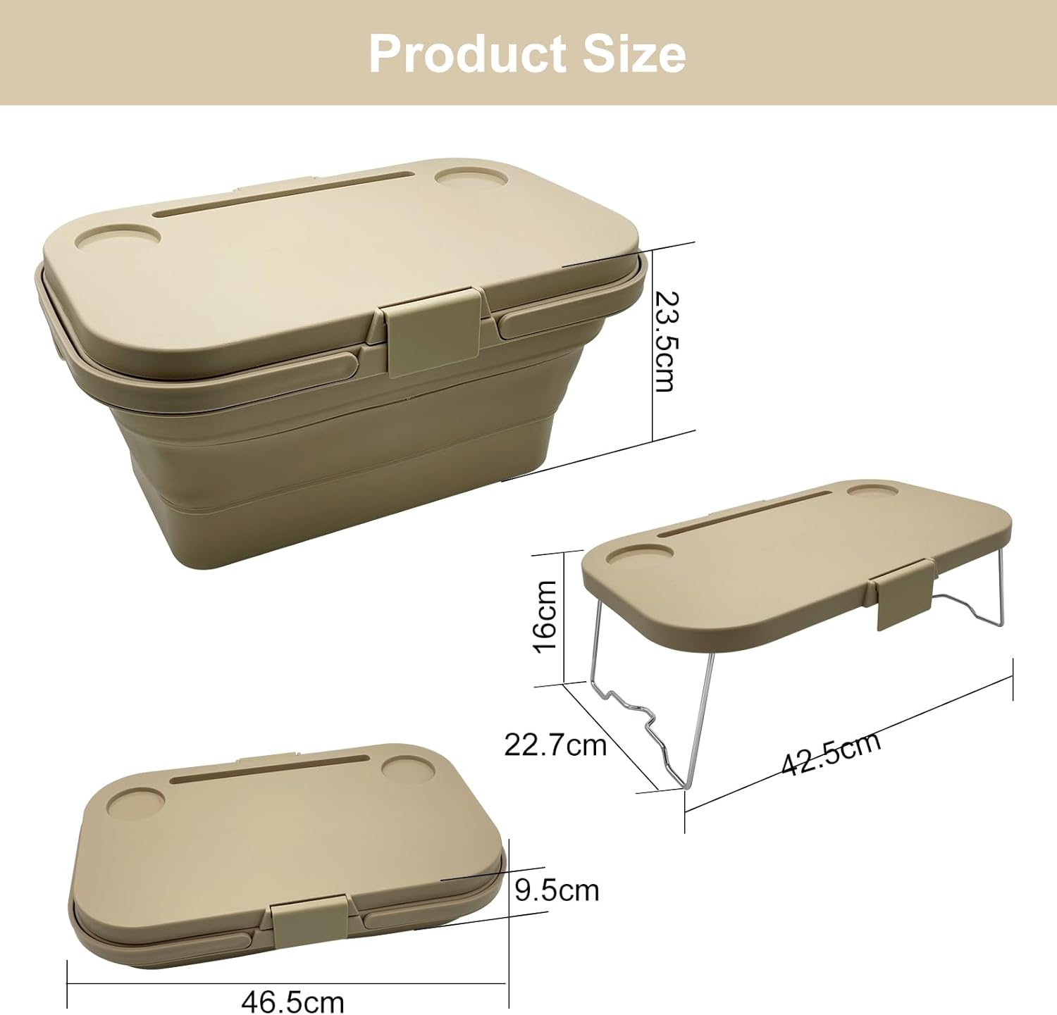 Foldable Picnic Basket | Large Capacity Camping Folding Basket with Table