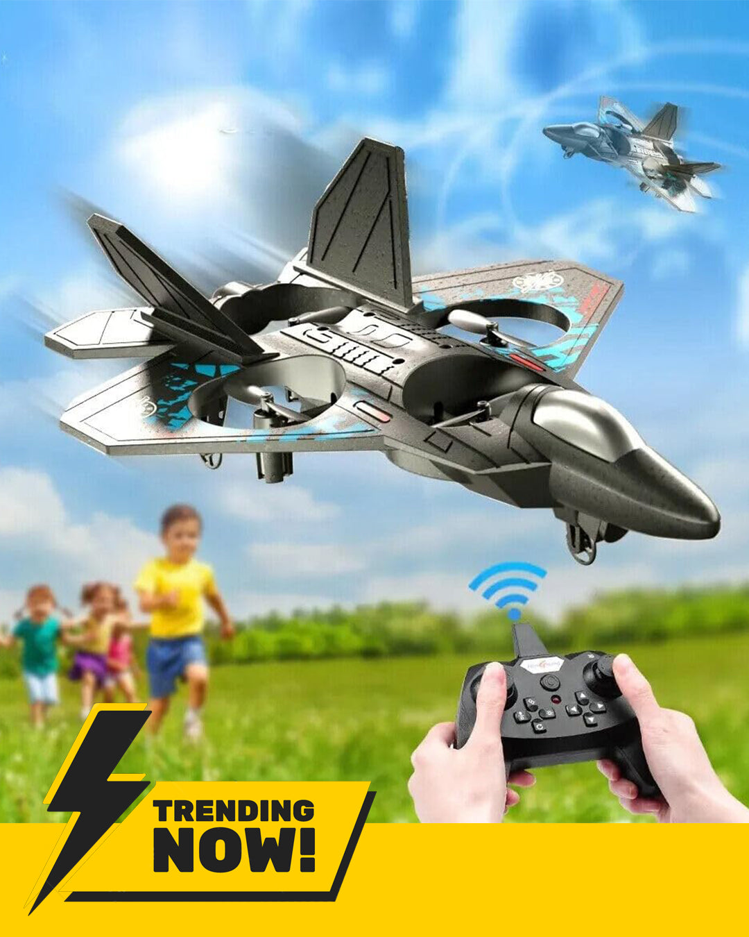 RC Jet Fighter Airplane 3D Flip Quadcopter Toy Gifts | Cool Lights Stunt Airplane Roll Hovering for Boys