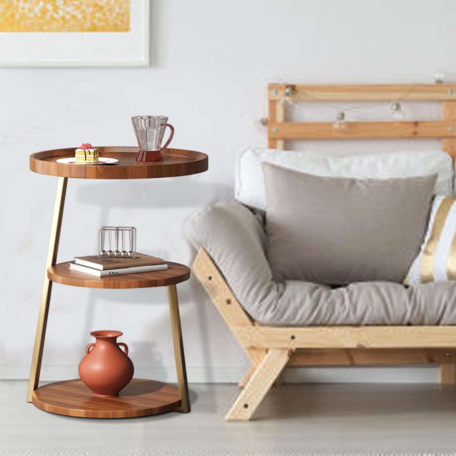 3-Tier Wooden Round Modern Side Table | Limited stocks available