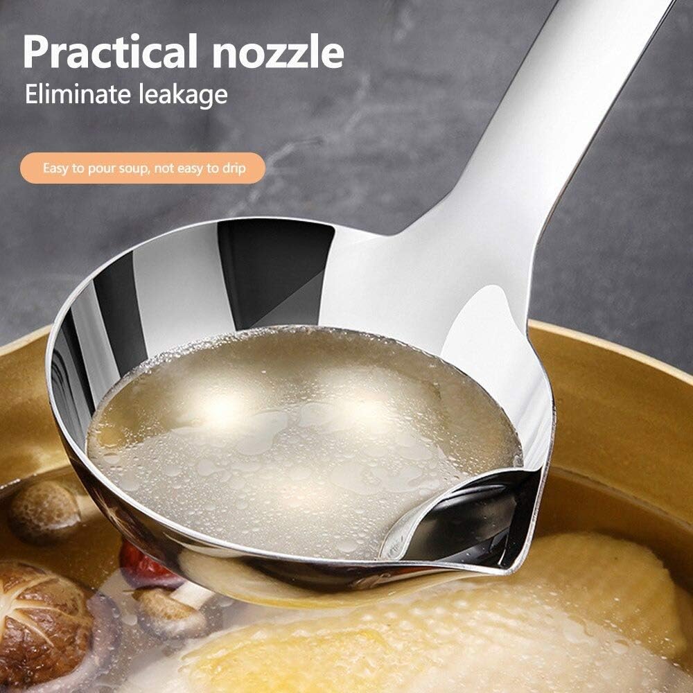 Stainless Steel Oil Soup Separator Spoon (Silver)-KYAMSTORE