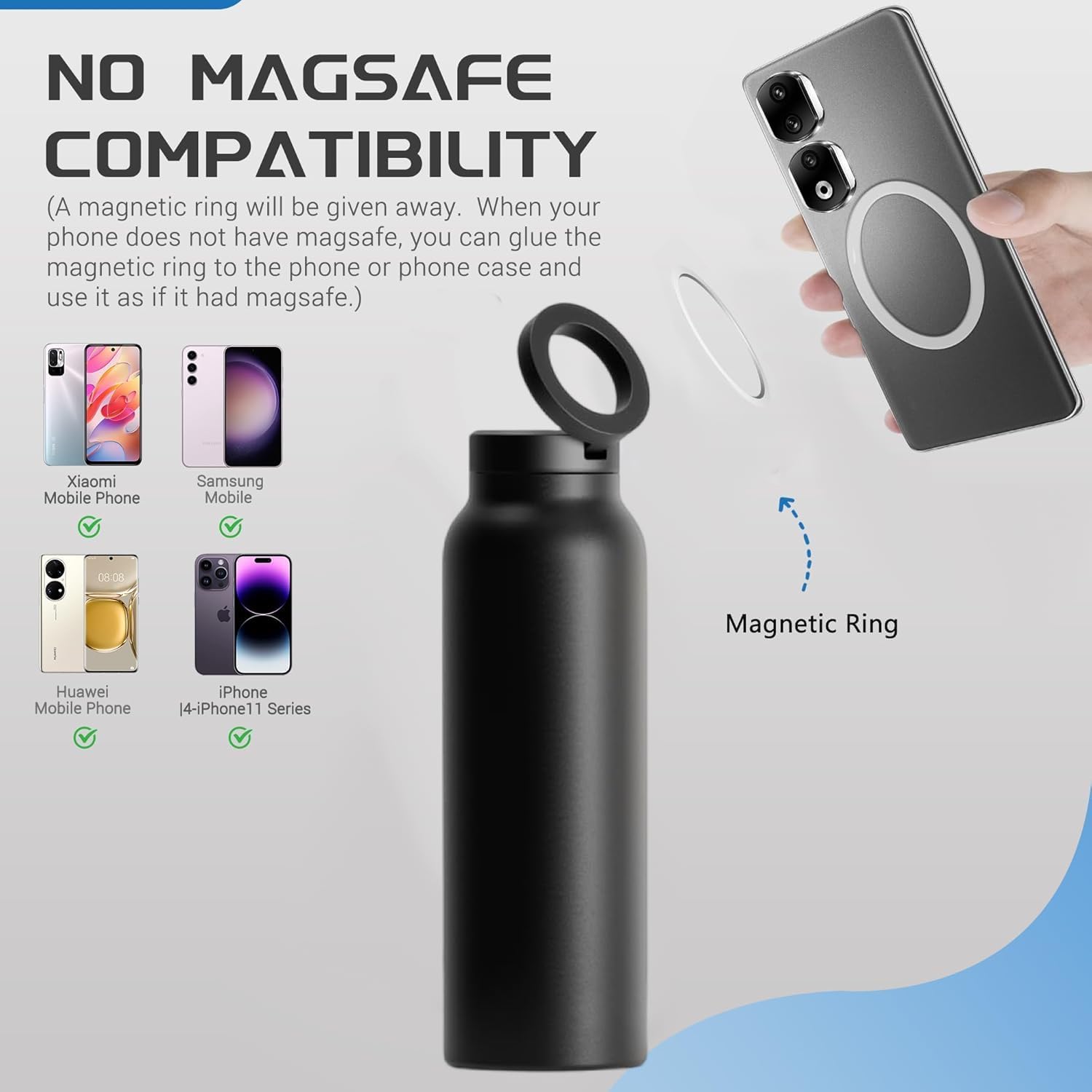 Stainless Steel Water Bottle with Magnetic Phone Holder | Limited stocks available
