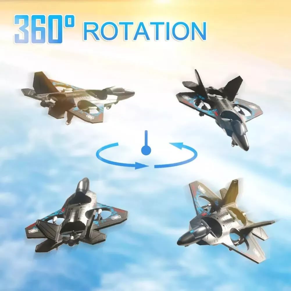 RC Jet Fighter Airplane 3D Flip Quadcopter Toy Gifts | Cool Lights Stunt Airplane Roll Hovering for Boys