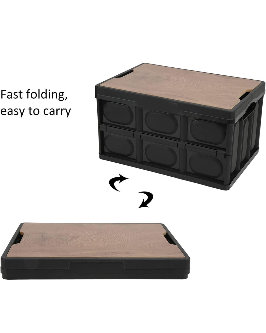 Folding Storage Bins with Wood Lid