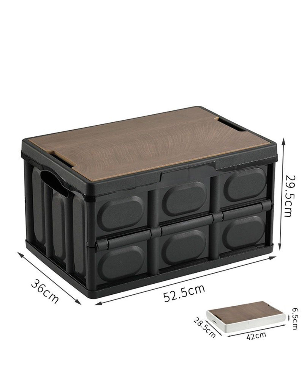 Folding Storage Bins with Wood Lid
