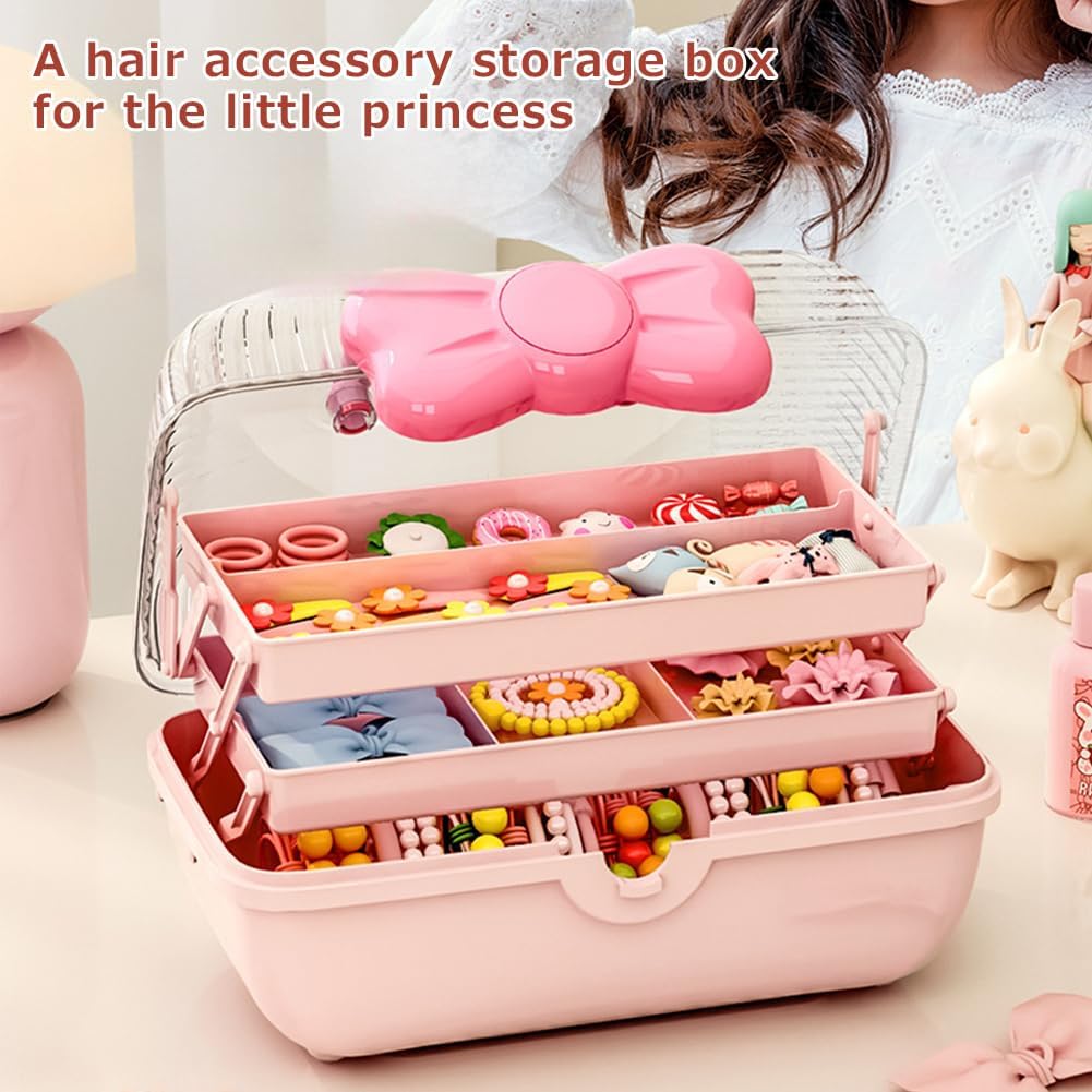 3-Layer Multipurpose Storage Box Cute Girls Hair Accessories Tackle Box (Box Only)