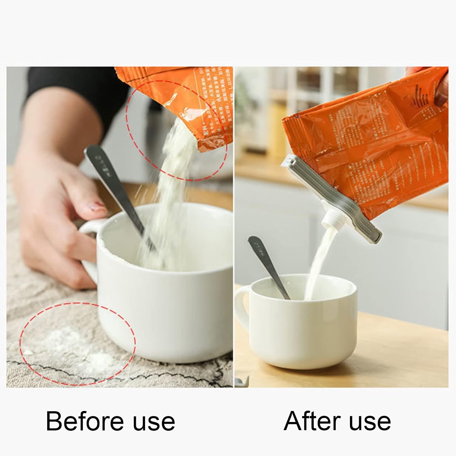 2 Pcs Pouring Clips Food Sealing Clip Chip Bag with Lid-KYAMSTORE